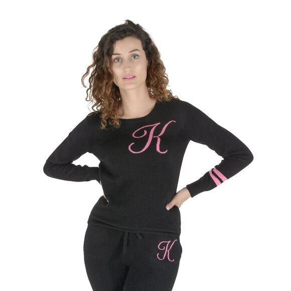 Crown of Edinburgh Cashmere Cashmere Lounge Set Model K Women Black Sweaters - Picture 1 of 6
